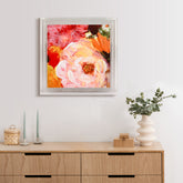 Yellow and Violet Flowers A - High Resolution Giclee Printed Canvas Framed in Contemporary Clear Acrylic Frame